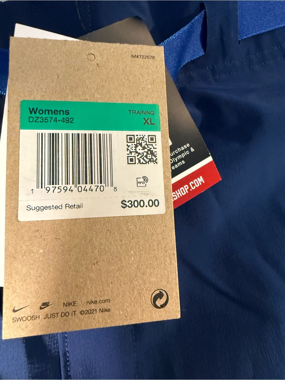 Nike Navy Track Pants with Royal Blue Side Panels - Picture 4 of 5